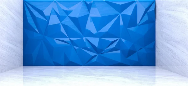 3D Render mavi çokgen mermer odasında duvar