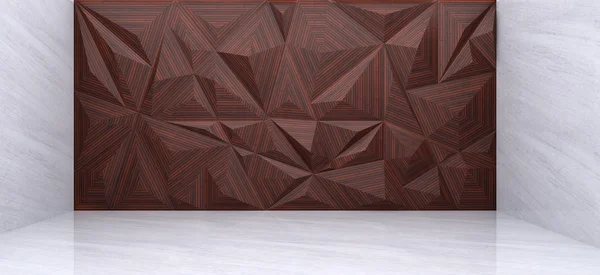 ahşap çokgen 3D render mermer odasında duvar