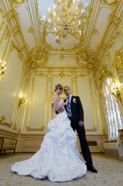 Güzel düğün çifti zarif iç