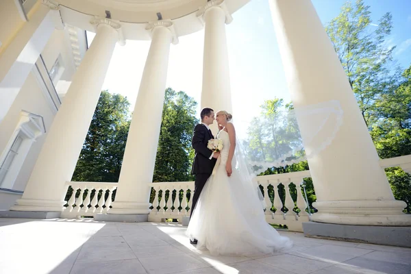 Bellissimo matrimonio coppia abbracci — Foto Stock