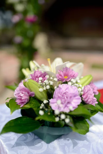 Bouquet of flowers in hall