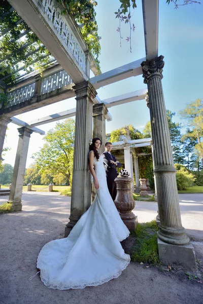 Bella sposa e sposo all'aperto — Foto Stock