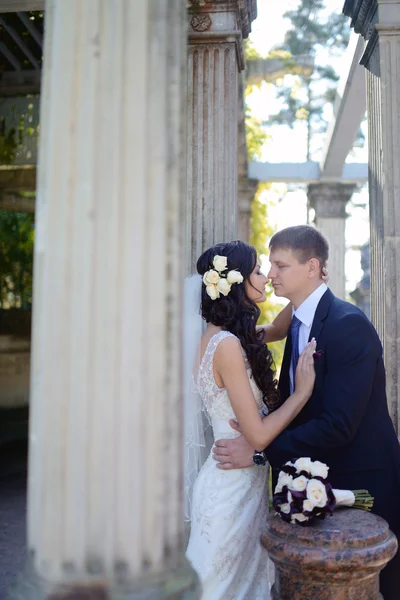 Bella sposa e sposo all'aperto — Foto Stock