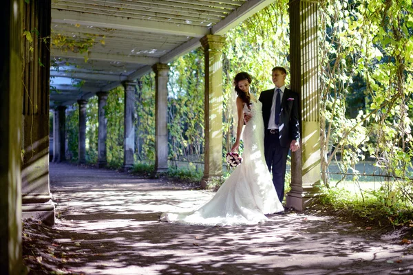 Bela noiva e noivo ao ar livre — Fotografia de Stock