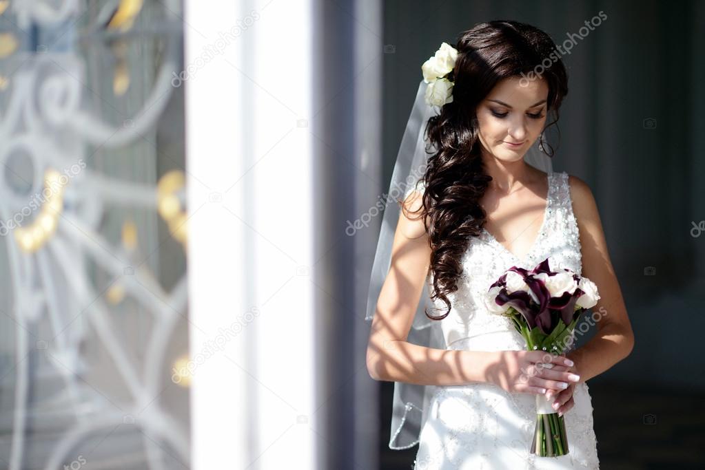 Beautiful bride in bridal gown