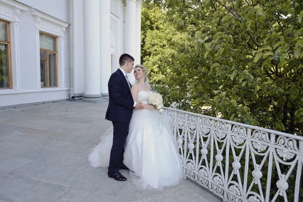 Schönes Hochzeitspaar umarmt — Stockfoto