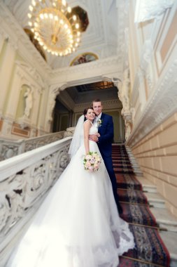 Güzel düğün çifti zarif iç