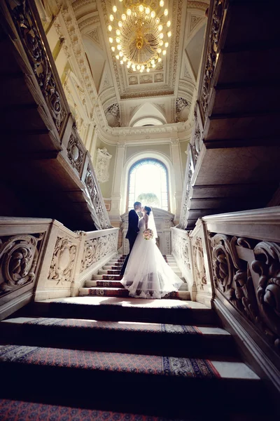 Casal bonito no interior elegante — Fotografia de Stock