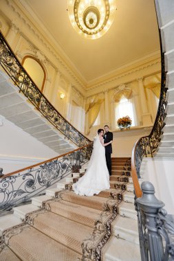 Güzel düğün çifti zarif iç