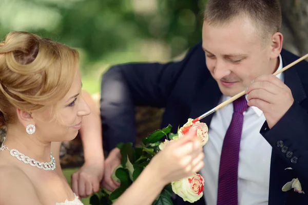 Casal bonito flores para colorir — Fotografia de Stock