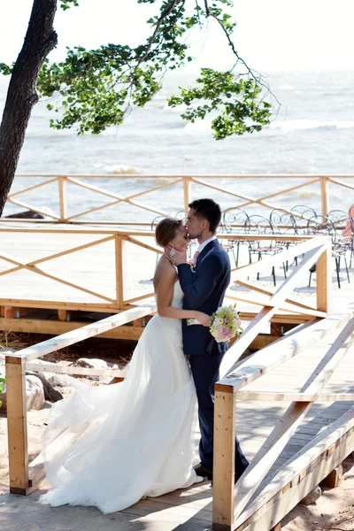 Hermosa pareja de boda abrazos — Foto de Stock