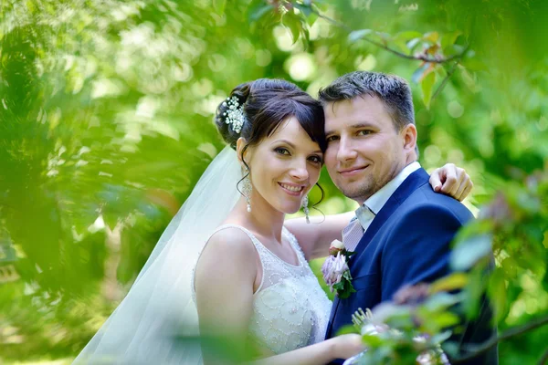 Bellezza Sposa con sposo in natura — Foto Stock