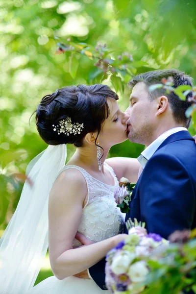 Bellezza Sposa con sposo in natura — Foto Stock