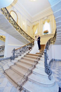 Düğün çifti sarılma