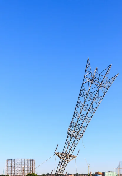 Gas Holder and Upside Down Electricity Pylon — Stock Photo, Image