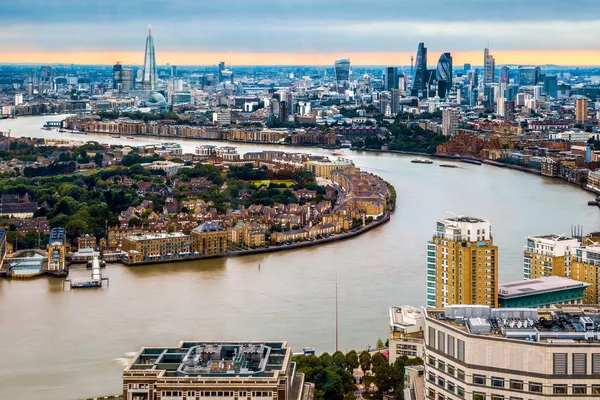 London Skyline, Aerial View with Landmarks — Stock Photo, Image