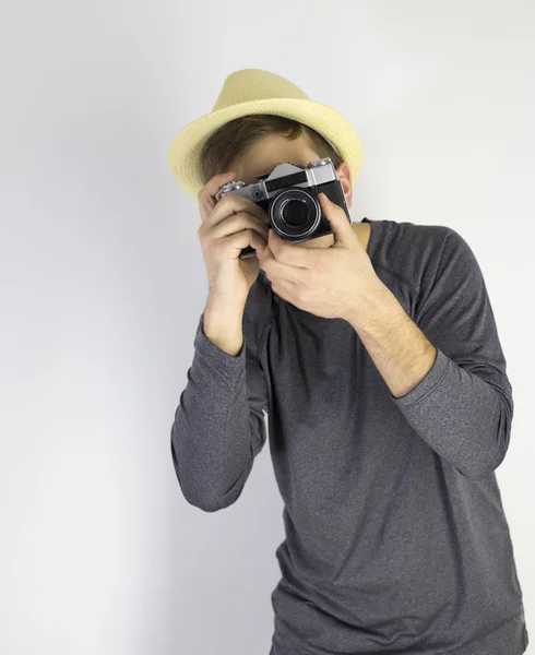 Men with dslr camera — Stock Photo, Image