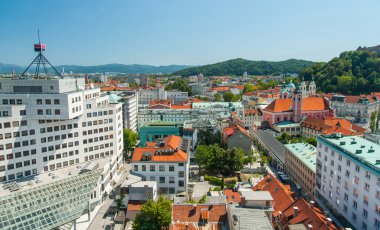 Ljubljana kentsel peyzaj, görünümünden Neboticnik, Slovenya