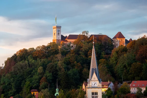 Zonsondergang in Ljubljana, Slovenië — Stockfoto