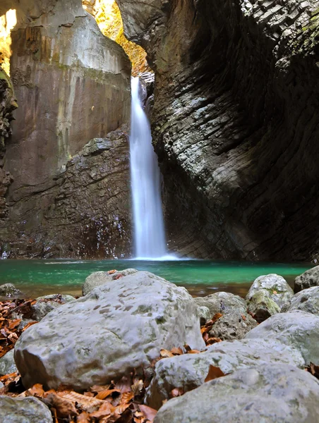Vodopádu Kozjak, Kobarid, Slovinsko — Stock fotografie