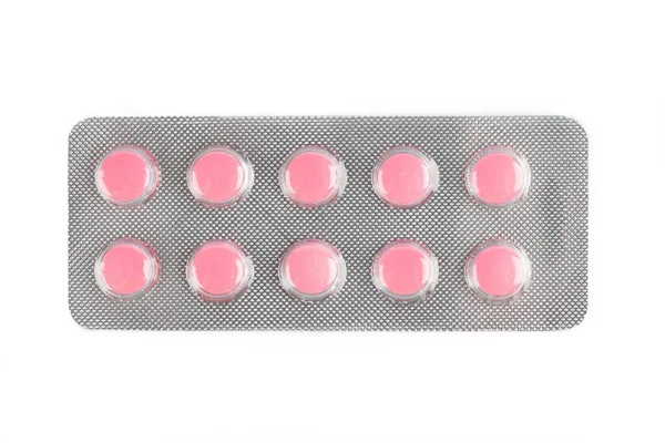 Pillen Van Verschillende Kleuren Liggen Tafel Kleurrijke Antibacteriële Pillen Capsules — Stockfoto