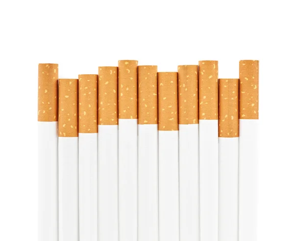 Igarette Beyaz Arkaplanda Izole Edilmiş Bir Şekilde Kapat Sigara Içiyorum — Stok fotoğraf