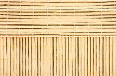 Bambu dokusu. Çizgili desenli, düz arkaplan fotoğraf desenli yeni temiz bambu tahtası. Ahşap arkaplan.