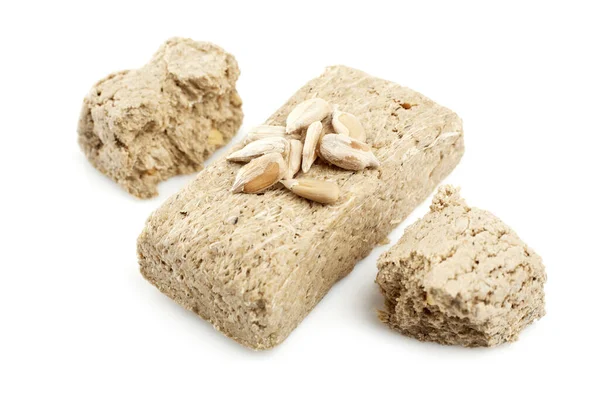 Solros Halva Isolerad Vit Bakgrund Söta Halva Efterrätter — Stockfoto