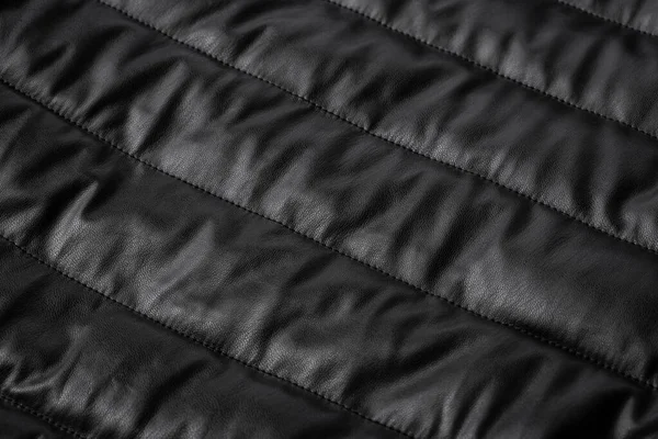 Texture Cuir Noir Gros Plan Comme Fond Veste Texture Tissu — Photo