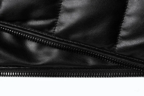 Nahaufnahme Aus Schwarzem Leder Als Hintergrund Jacke Leder Stoff Textur — Stockfoto
