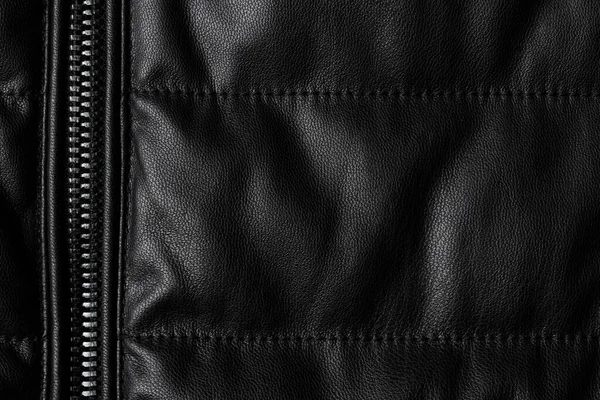 Textura Couro Preto Close Como Fundo Jaqueta Textura Tecido Couro — Fotografia de Stock