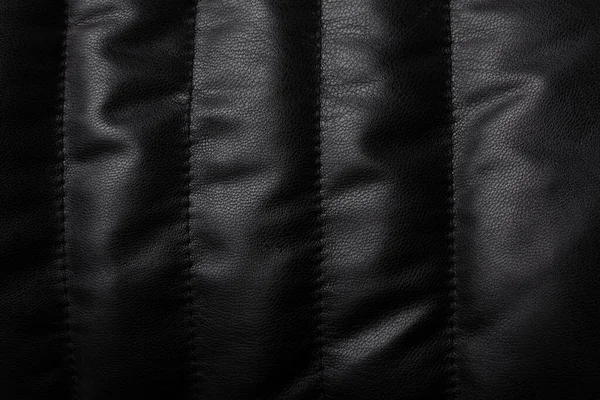 Textura Cuero Negro Primer Plano Como Fondo Chaqueta Textura Tela — Foto de Stock