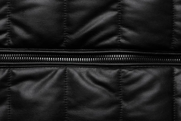 Černá Kůže Textura Detailní Záběr Jako Pozadí Kožená Textura Bundy — Stock fotografie