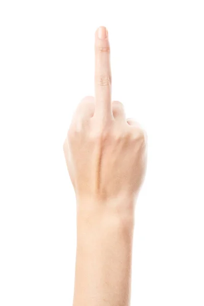 Dedo Medio Mujer Mostrando Agresividad Descontento Mano Mujer Mostrando Dedo — Foto de Stock