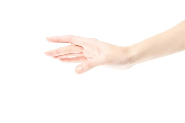 Female Hand Isolated White Background White Woman Hand Showing Symbols — Stock Photo, Image