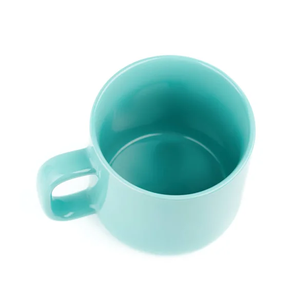 白い背景にコーヒーとお茶のためのブルーカップ — ストック写真