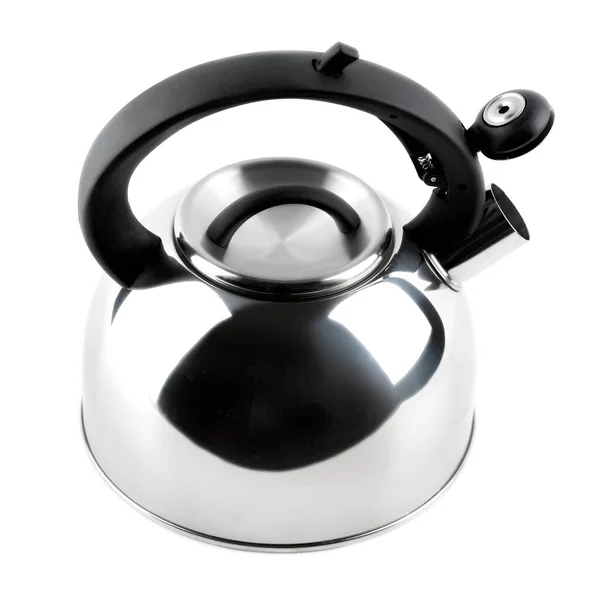 New Metal Kettle Whistle White Background Teapot Teakettle — Stock Photo, Image