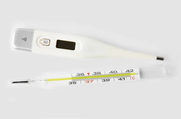 Elektronik Cıva Termometre Beyaz Arkaplanda Izole Edilmiş — Stok fotoğraf