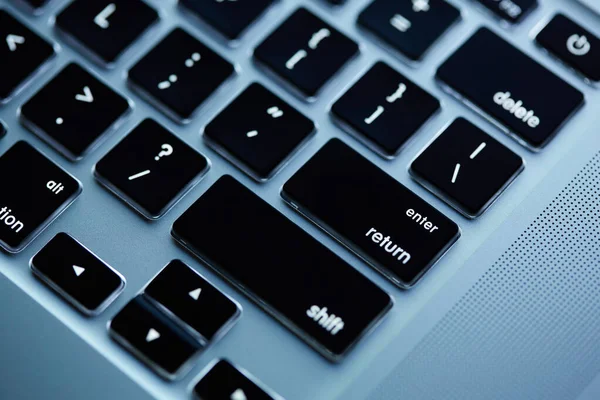 Keyboard Laptop Backlit Computer Keyboard Closeup Tech Concept — Stock Photo, Image