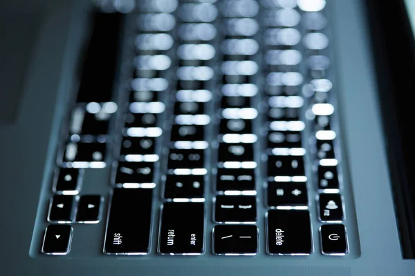 Keyboard Laptop Backlit Computer Keyboard Closeup Tech Concept — Stock Photo, Image