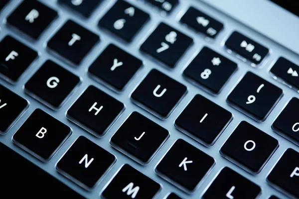 Keyboard Laptop Backlit Computer Keyboard Closeup Tech Concept — Stock Photo, Image