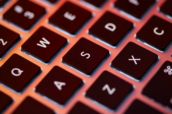 Keyboard Laptop Backlit Computer Keyboard Closeup Tech Concept — Stock Photo, Image