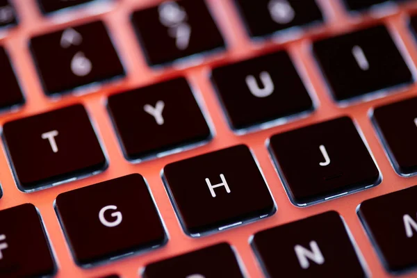 Keyboard Laptop Backlit Computer Keyboard Closeup Tech Concept — Stock Photo, Image