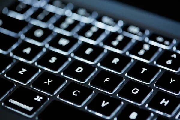 Keyboard Laptop Backlit Computer Keyboard Closeup Tech Concept — Stock Photo, Image