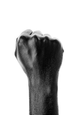 Siyah el beyaz arka planda, izole edilmiş, boyalı. Erkek el siyah arka planda izole edilmiş. Sembolleri ve jestleri gösteren eller.