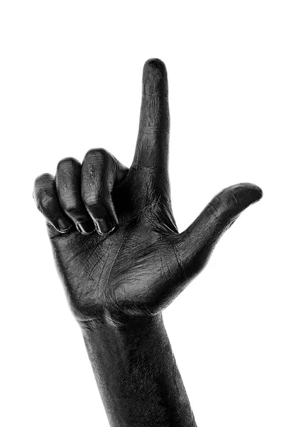 Black Hand White Background Isolated Paint — Stock Photo, Image