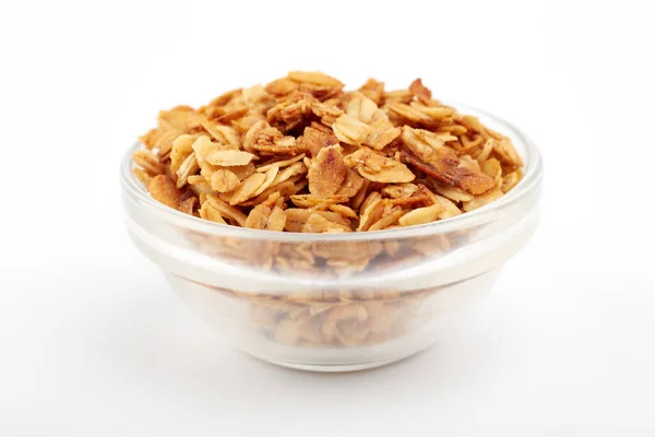 Granola Cereal Caseiro Orgânico Com Aveia Amêndoa Textura Aveia Granola — Fotografia de Stock