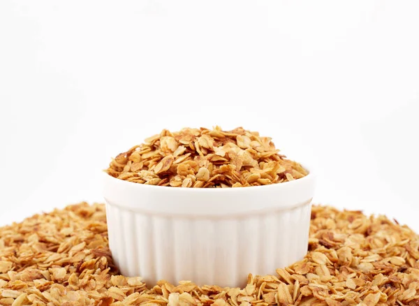 Granola Cereal Caseiro Orgânico Com Aveia Amêndoa Textura Aveia Granola — Fotografia de Stock