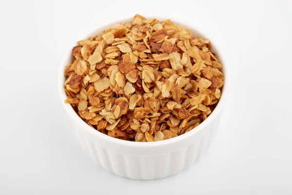Granola Cereal Caseiro Orgânico Com Aveia Amêndoa Textura Aveia Granola — Fotografia de Stock