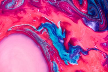 Soyut boya renk arkaplanı. Dış gezegen kozmik deniz deseni, boya lekeleri. Marbleize etkisi. Soyut kıvrımlı boya efektli bir arka plan. Sıvı akrilik, akışkan ve sıçramalı bir resim. Karışık